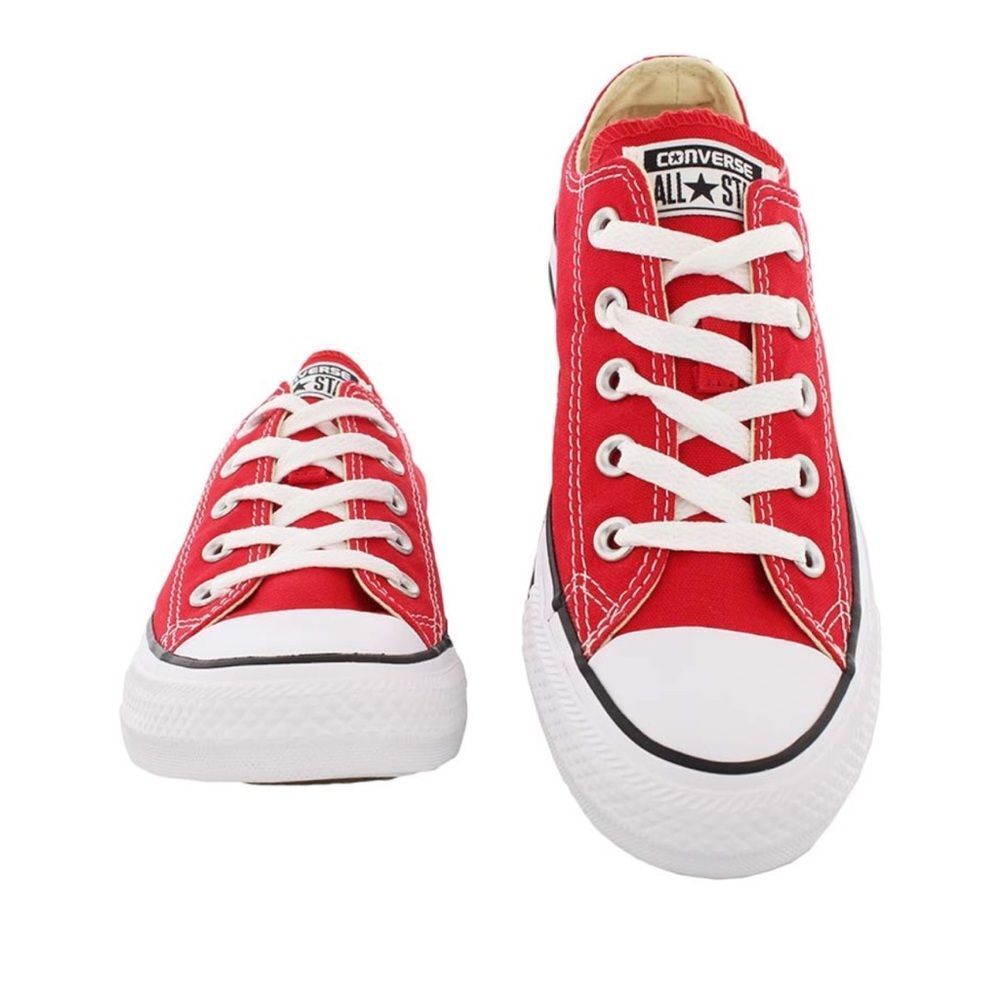 Converse Red Low-Top Canvas Sneakers with White Accents